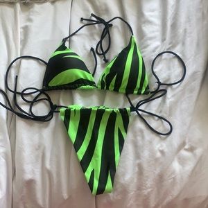 Neon green and black bikini